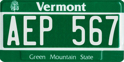 VT license plate AEP567