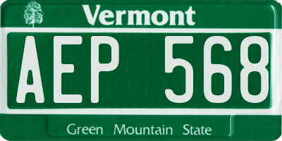 VT license plate AEP568