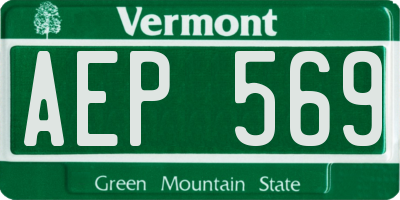 VT license plate AEP569