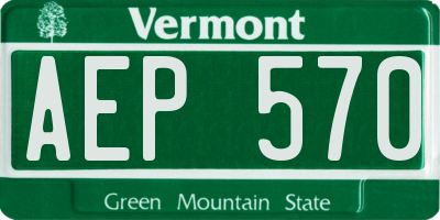 VT license plate AEP570