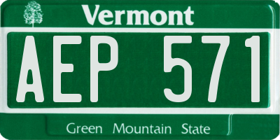 VT license plate AEP571