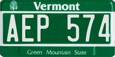VT license plate AEP574