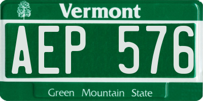 VT license plate AEP576