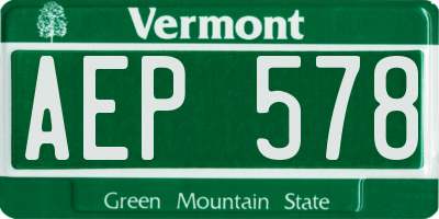 VT license plate AEP578