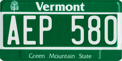 VT license plate AEP580