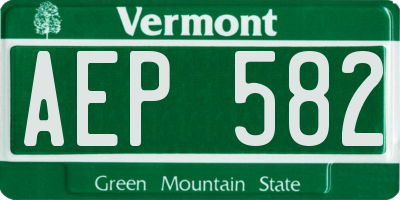 VT license plate AEP582