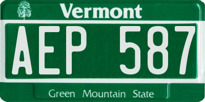 VT license plate AEP587