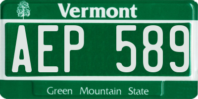 VT license plate AEP589