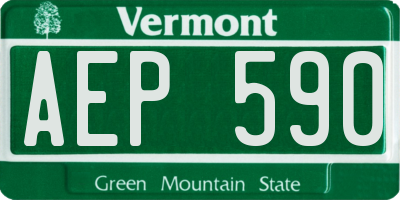 VT license plate AEP590