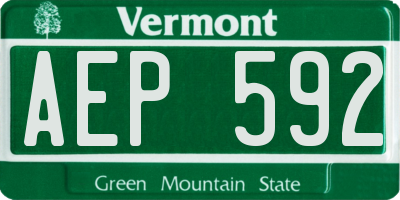 VT license plate AEP592