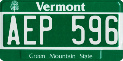 VT license plate AEP596