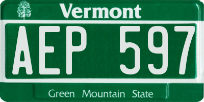 VT license plate AEP597