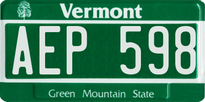 VT license plate AEP598