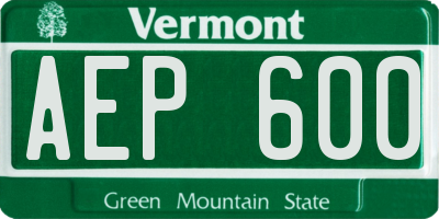 VT license plate AEP600