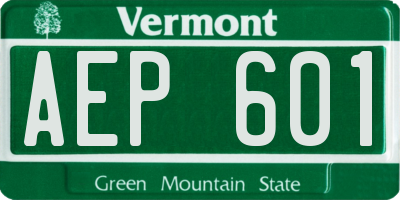 VT license plate AEP601