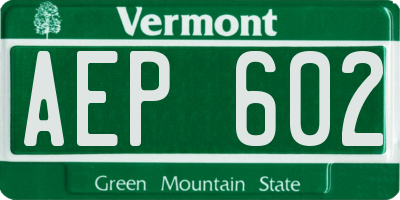 VT license plate AEP602