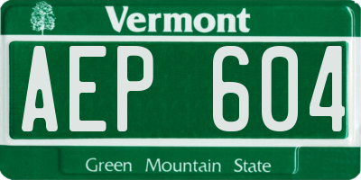 VT license plate AEP604