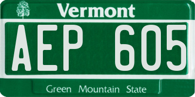VT license plate AEP605