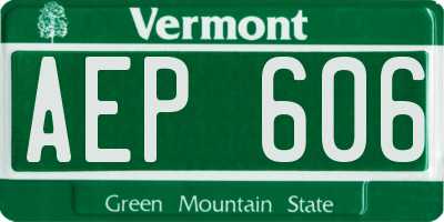 VT license plate AEP606