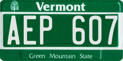 VT license plate AEP607