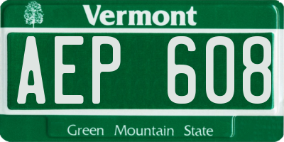 VT license plate AEP608