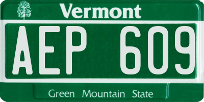 VT license plate AEP609