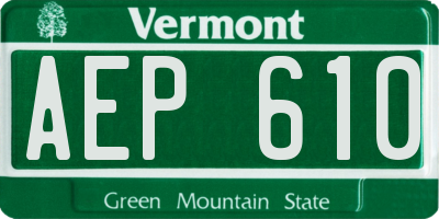 VT license plate AEP610