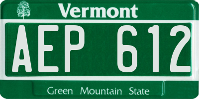 VT license plate AEP612