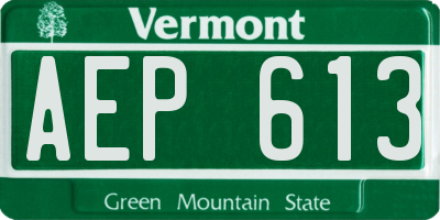 VT license plate AEP613