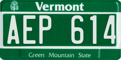 VT license plate AEP614