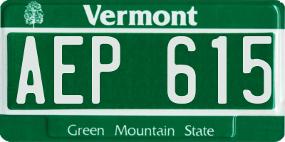 VT license plate AEP615