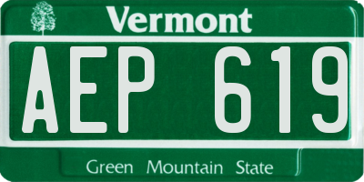 VT license plate AEP619