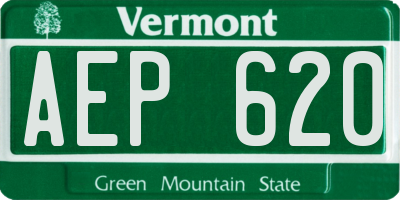 VT license plate AEP620