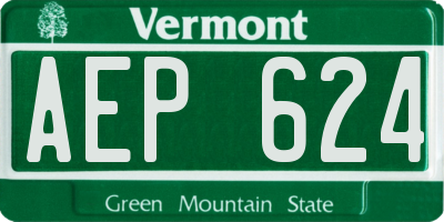 VT license plate AEP624