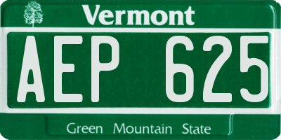 VT license plate AEP625