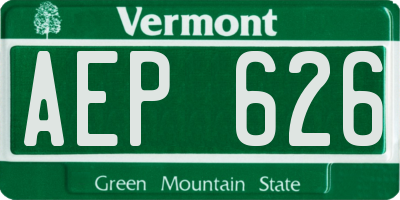 VT license plate AEP626