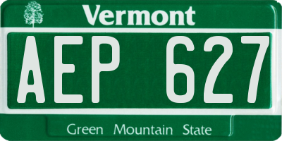 VT license plate AEP627