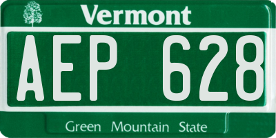 VT license plate AEP628