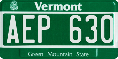 VT license plate AEP630
