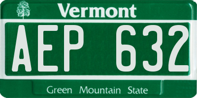 VT license plate AEP632
