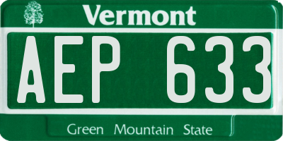 VT license plate AEP633