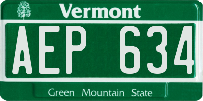 VT license plate AEP634