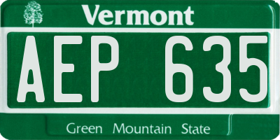 VT license plate AEP635