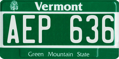 VT license plate AEP636