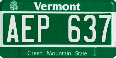 VT license plate AEP637