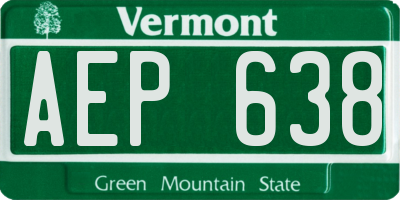 VT license plate AEP638