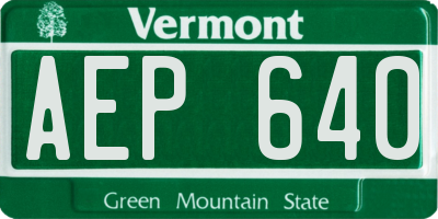 VT license plate AEP640
