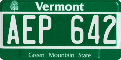 VT license plate AEP642