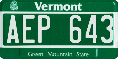 VT license plate AEP643