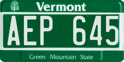 VT license plate AEP645